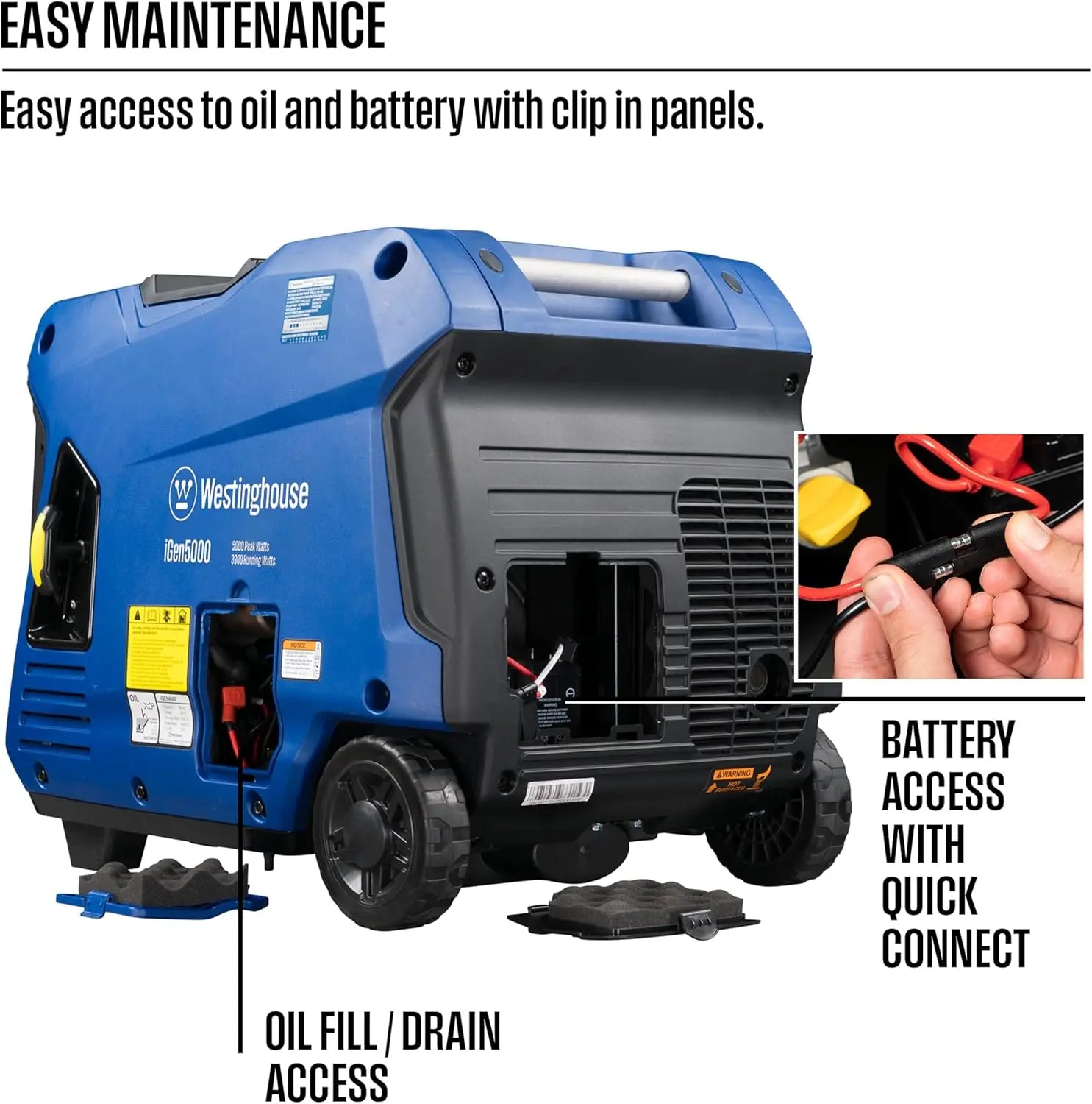 5000W Super Quiet Portable Inverter Generator with Remote Start, RV Ready, Gas Powered, Parallel Capable