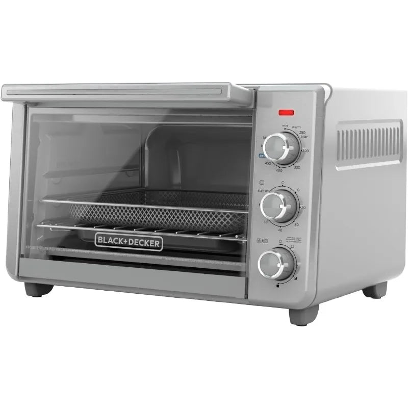 BLACK+DECKER Crisp 'N Bake Air Fryer Countertop Convection Toaster Oven, Large Capacity, 6-Slice, Fits 12” Pizza, 60-Min Timer