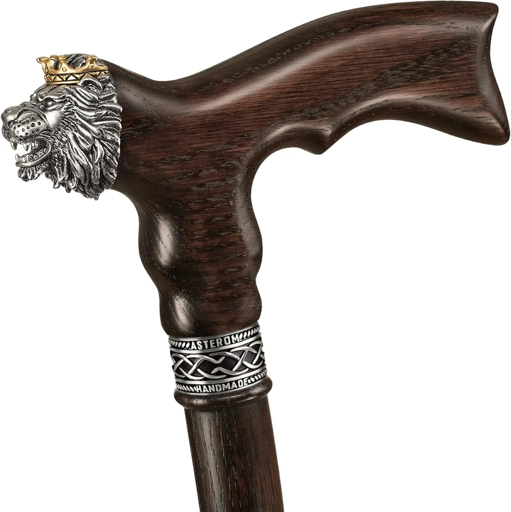 Handmade Lion Walking Cane for Men & Women - Wooden, Stylish, Cool Walking Sticks for Seniors