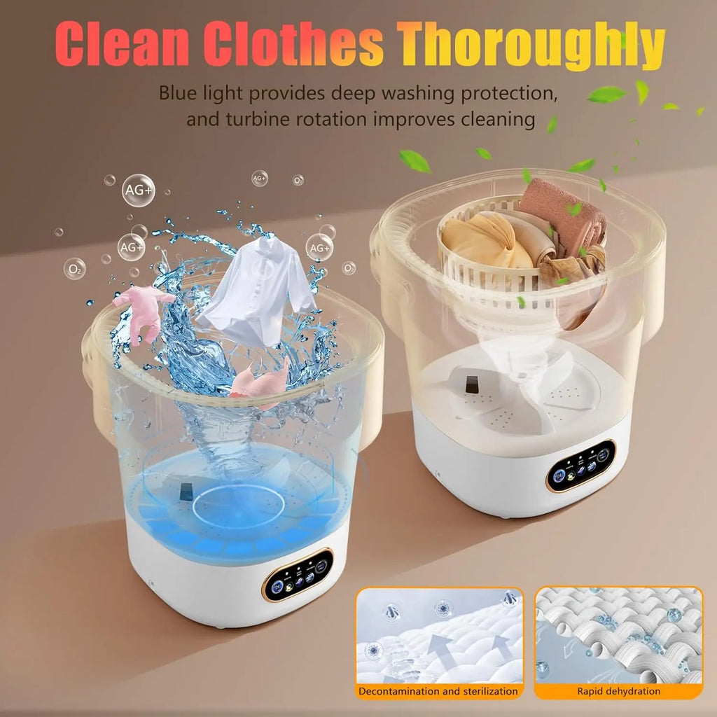 Portable Washing Machine, 15L Collapsible Mini Washer with 3 Modes for Travel Camping Dorms Apartments