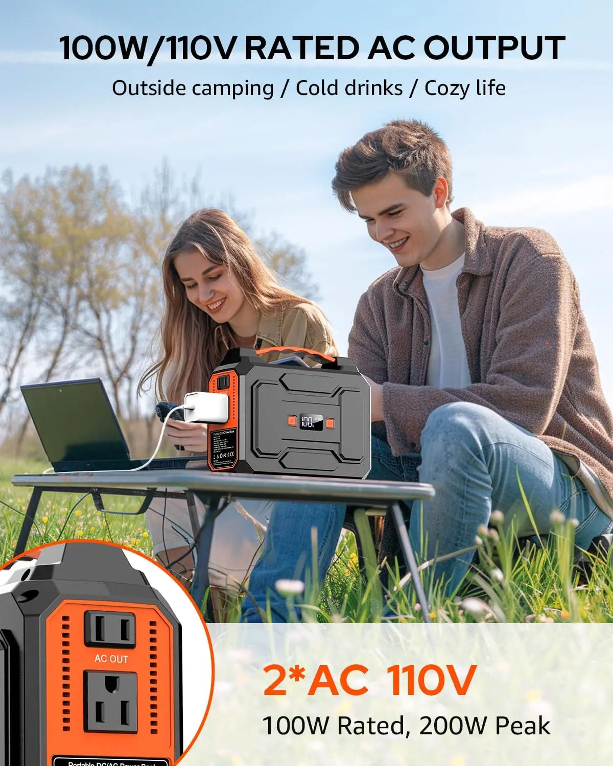 200W Solar Generator with 40W Panel, 146Wh Portable Power Station for Camping & Home Use