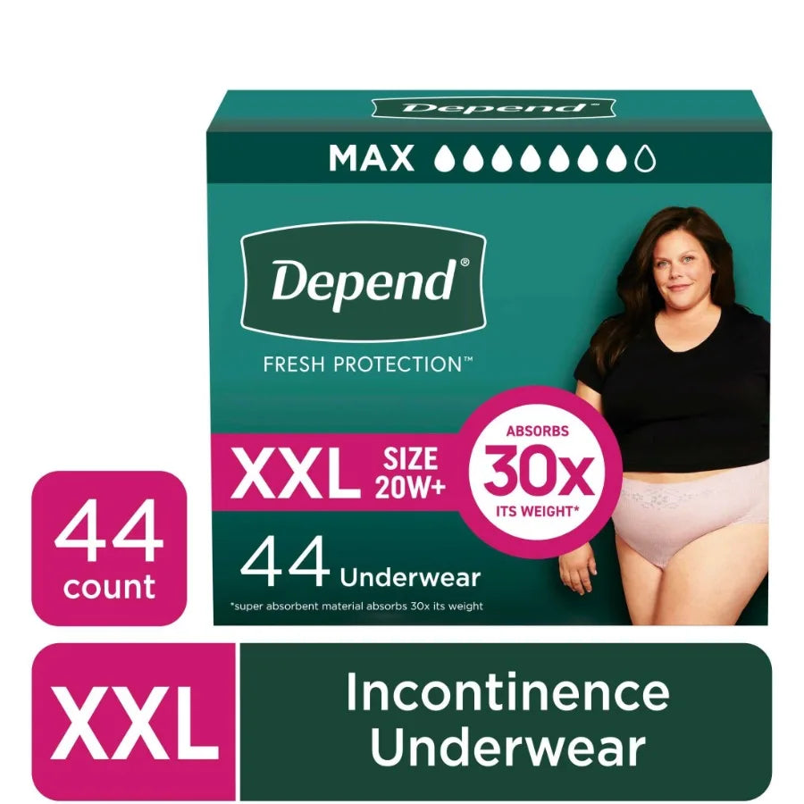Fresh Protection Incontinence Underwear for Women Adult Diapers XXL 44 Count Designed for Daily Comfort and Confidence Offers S