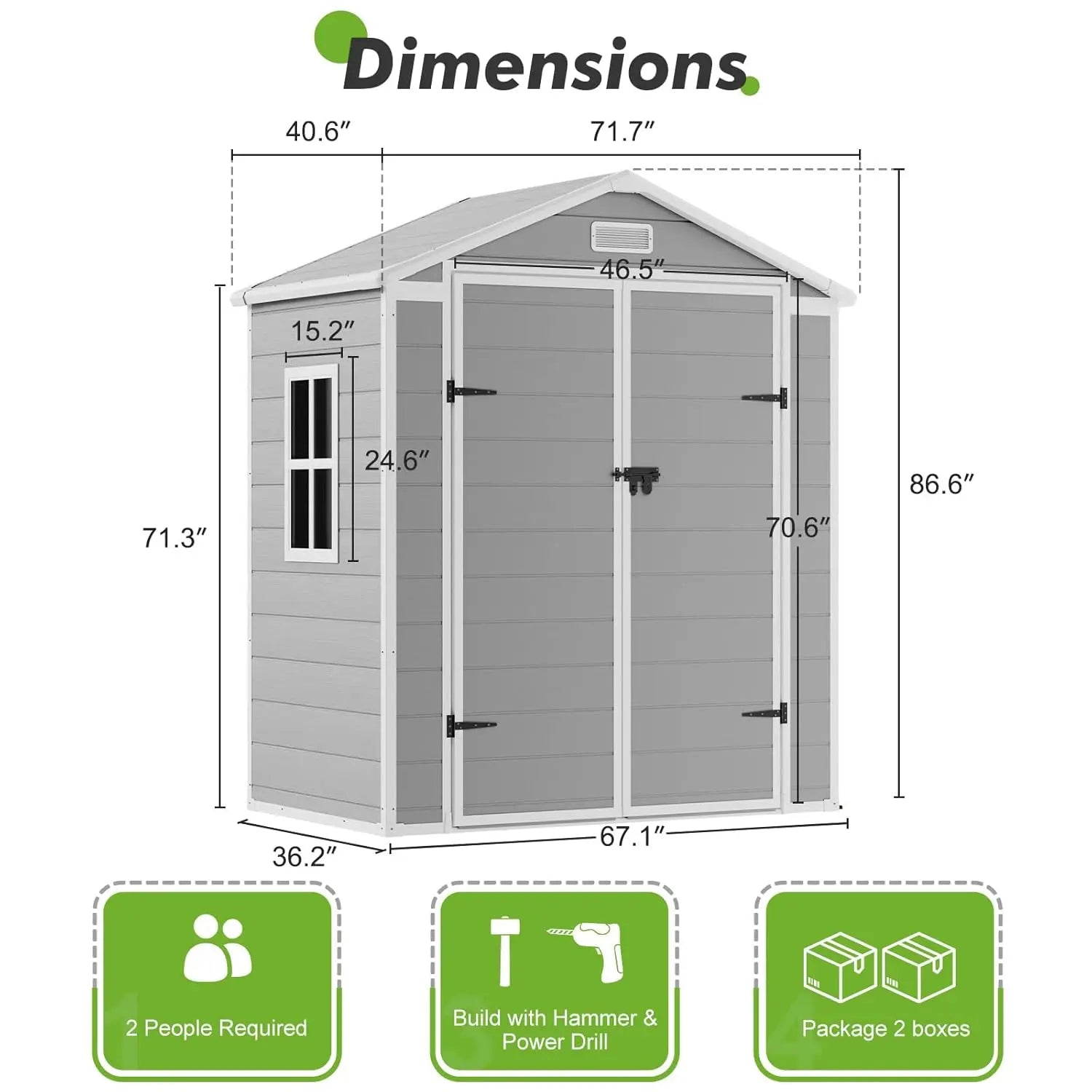 6x3 Shed Resin Outdoor Storage with Floor Included, Waterproof Lockable Small Plastic Garden Tool Shed Cabinet, Customized