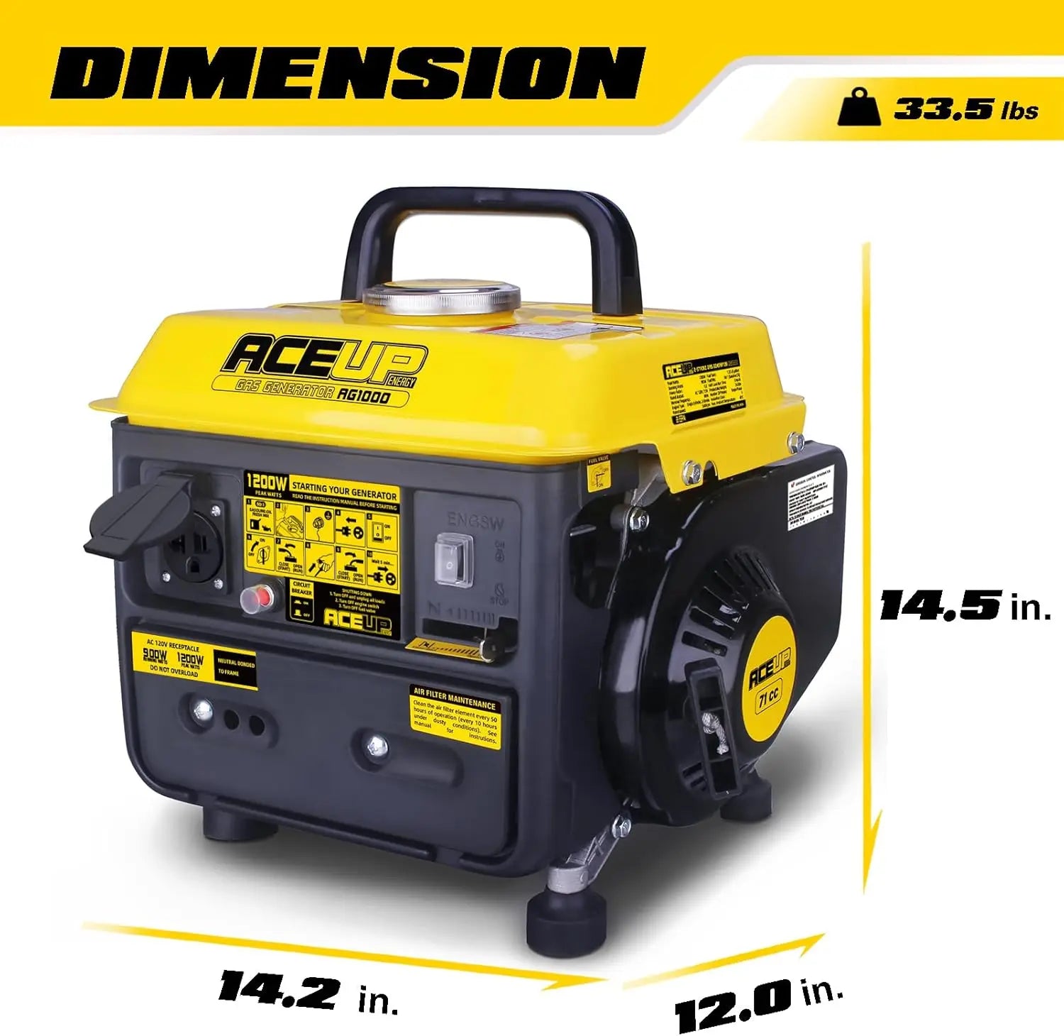 1200W Portable Gas Generator, Ultralight for Camping & Home Use, EPA Compliant
