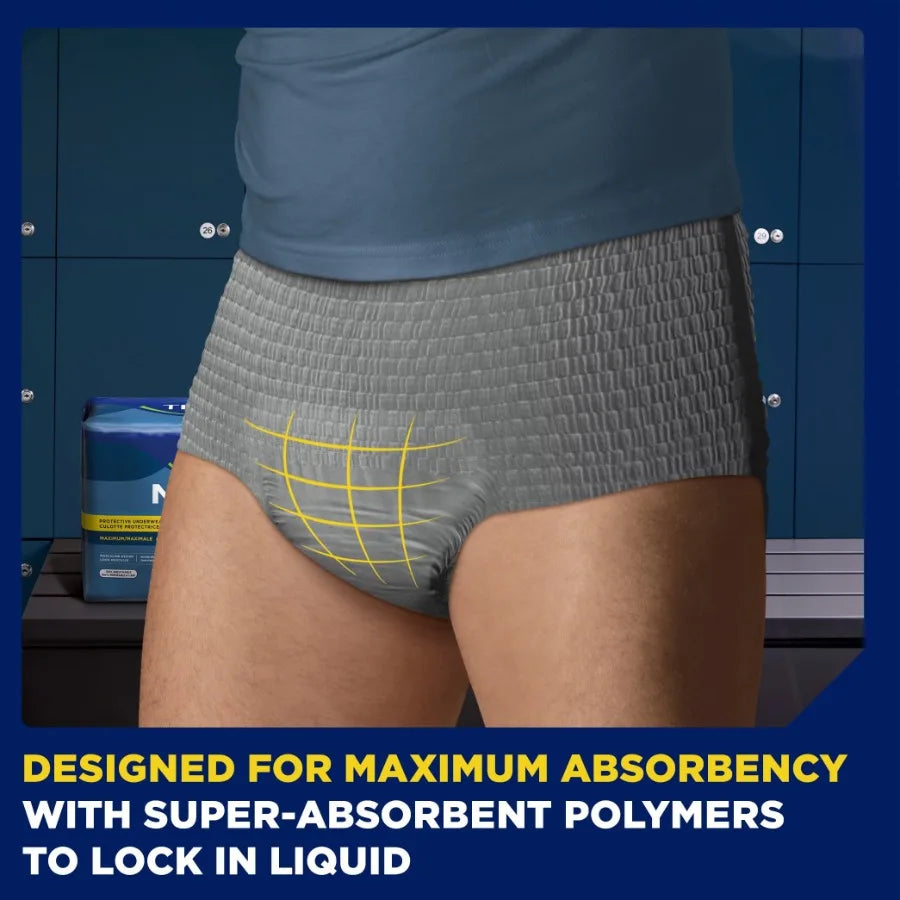 Men Adult Incontinence Underwear Maximum Absorbency for Heavy Leakage XXLarge Size Suitable for Waist 55in to 66in 56 Count Pac