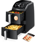 12QT Dual Basket Air Fryer, 10-in-1 Functions with SyncHeat Tech, Stacked Design for Even Cooking, Dishwasher Safe
