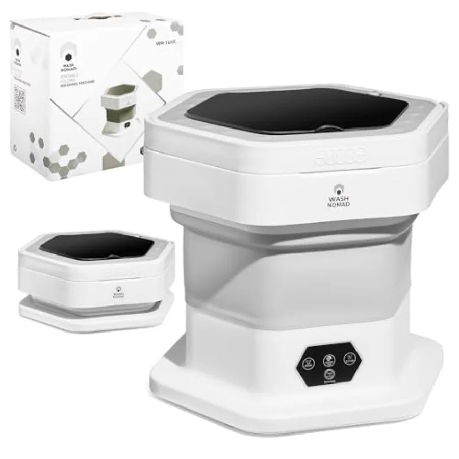 Portable 12L Folding Washing Machine for Baby Clothes Underwear Delicates - Foldable Quiet Space-Saving Laundry Machine in Whit