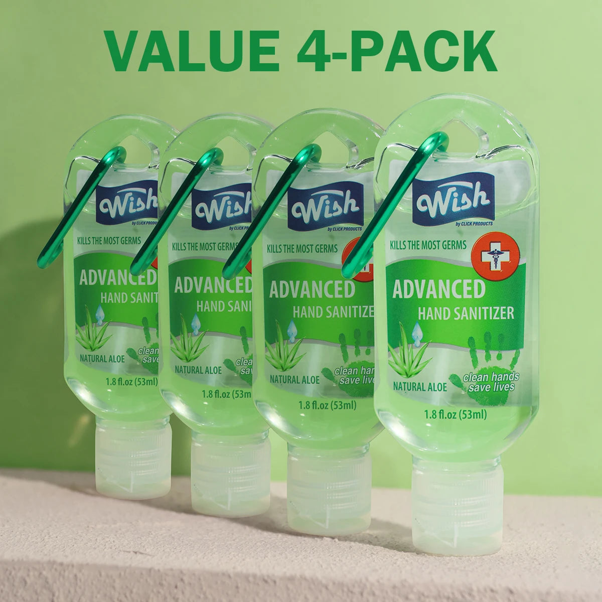 4-Pack Travel-Size Moisturizing Hand Sanitizer Gel (1.8oz each) | Rinse-Free & Formaldehyde-Free with Aloe Vera & Vitamin E | Fr