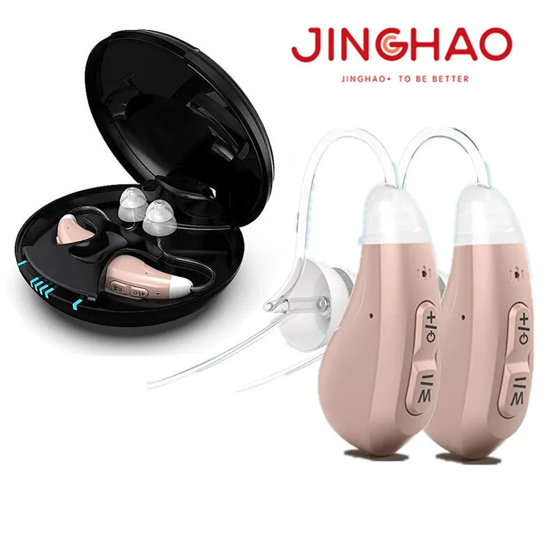 JINGHAO JH-D59C Digital Hearing Amplifier w/ Adaptive ANC, 12H Battery, Portable Charging Case, Noise Reduction - Enhanced Heari
