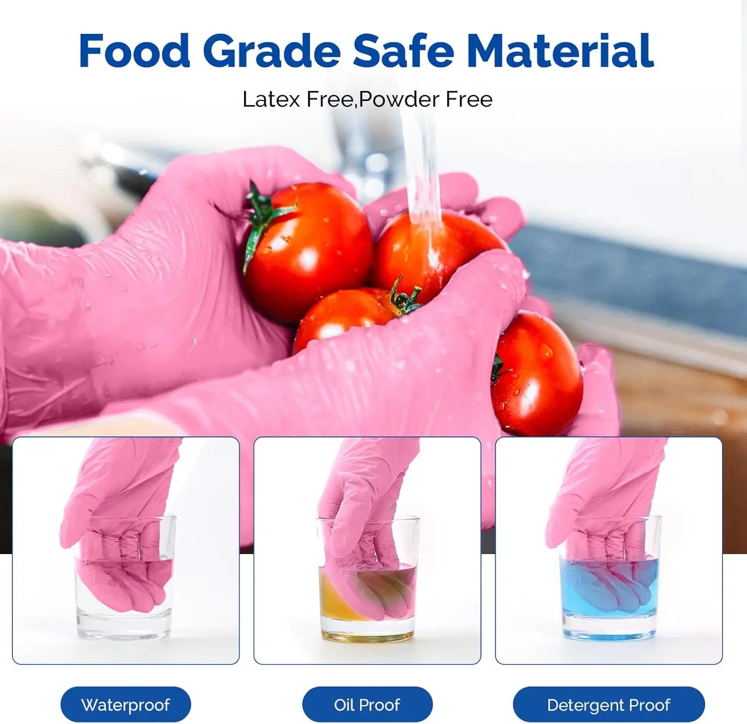 200 Nitrile Exam Gloves, 3.5Mil, Powder-Free Latex-Free Disposable Non-Sterile Protective Gloves, 1200/2000/4000 Count