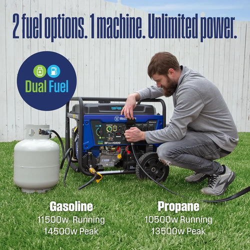 14500W Dual Fuel Portable Generator with Remote Start, Transfer Switch Ready for Home Backup