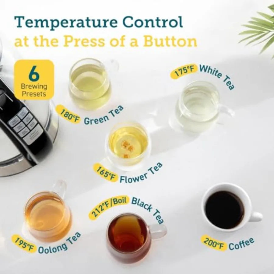 5-Qt Air Fryer Pro LE with 450 Max Temperature 6 Presets 60min Keep Warm 1.7L Electric Tea Kettle Stainless Steel Black Fast He