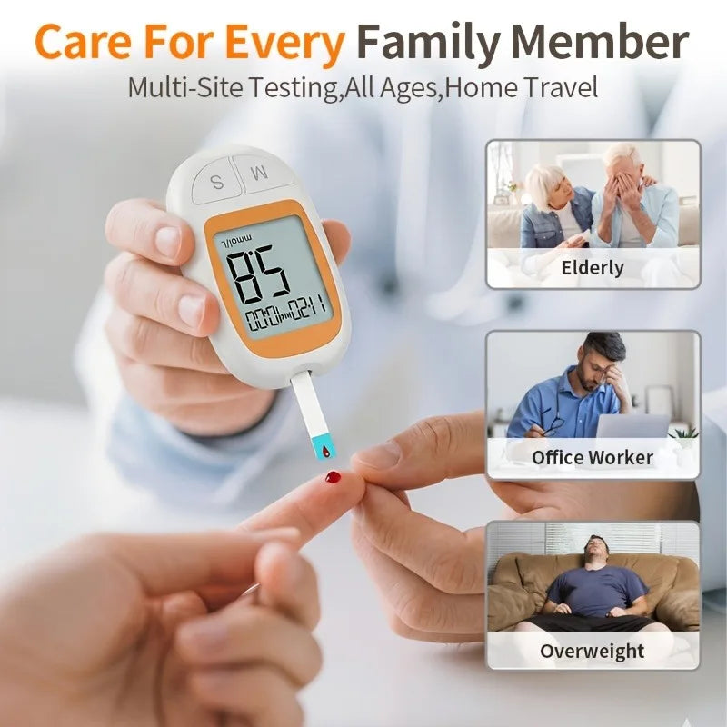 KE-86 Blood Glucose Meter Kit 50pcs Test Strips&Sterile Lancet for Diabetes Monitor Digital Glucometer Blood Sugar Meter
