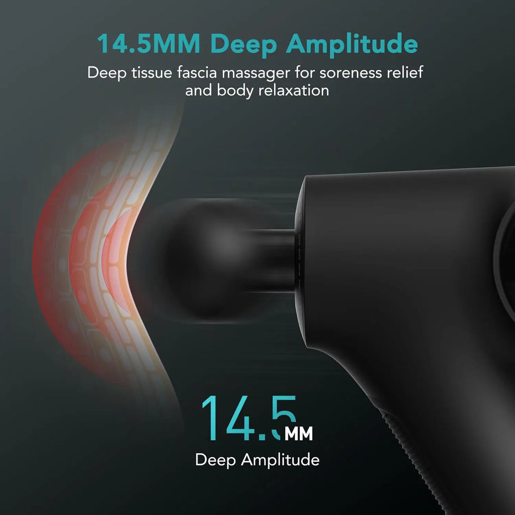 Deep Tissue Percussion Massage Gun for Athletes, 14.5mm Amplitude, Pain Relief and Muscle Recovery, Ergonomic Design