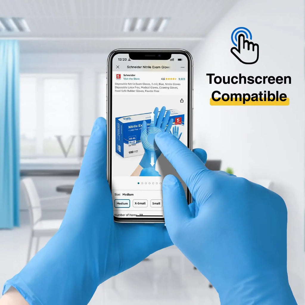 Nitrile Exam Gloves, Medical Grade Blue Disposable Gloves Latex Free, Rubber Glove for Cleaning, Cooking, Food Prep