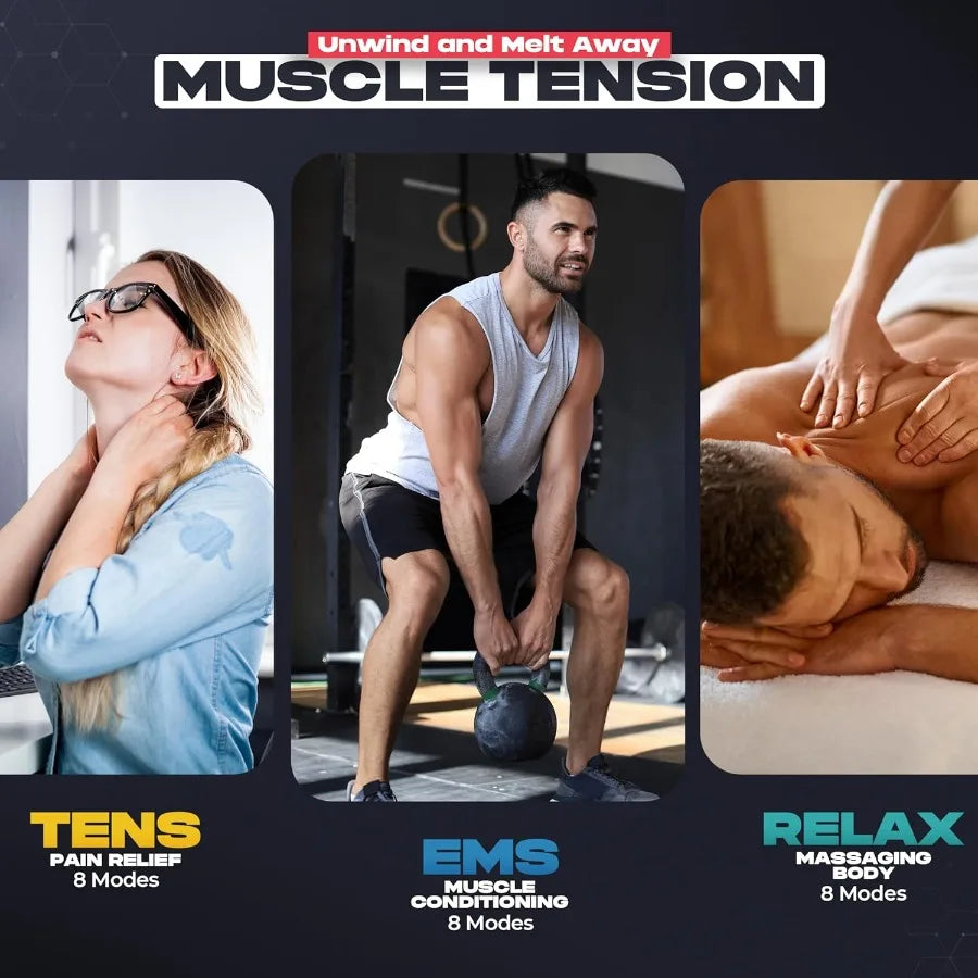 TENS Unit Muscle Stimulator EMS Massager Machine for Shoulder Neck Sciatica and Back Pain Relief Electronic Pulse Massage Physi