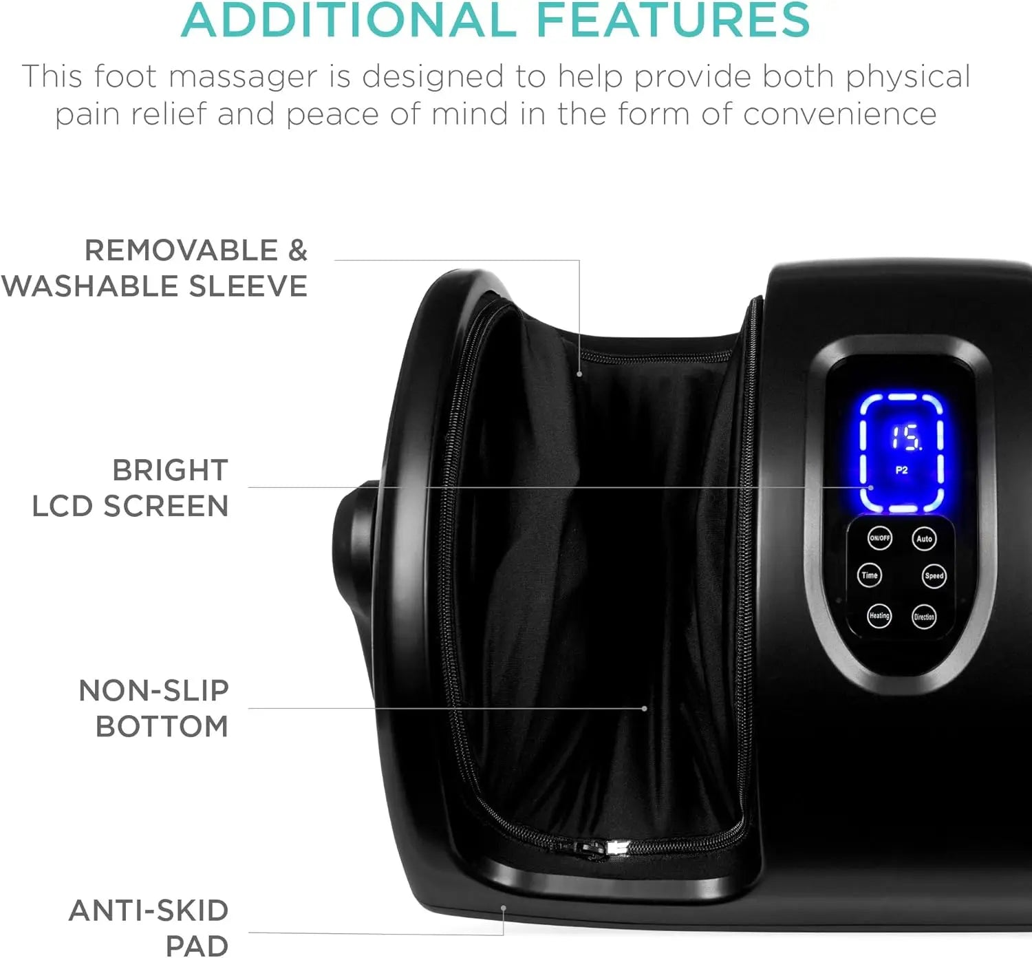 Heated Shiatsu Foot Massager for Pain Relief, Plantar Fasciitis & Neuropathy - Compact Black Design