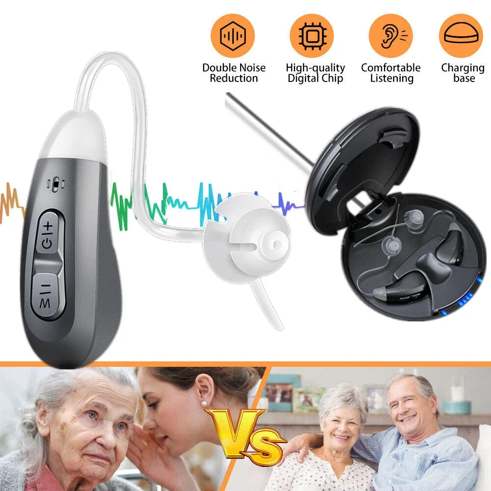 JINGHAO JH-D59C Digital Hearing Amplifier w/ Adaptive ANC, 12H Battery, Portable Charging Case, Noise Reduction