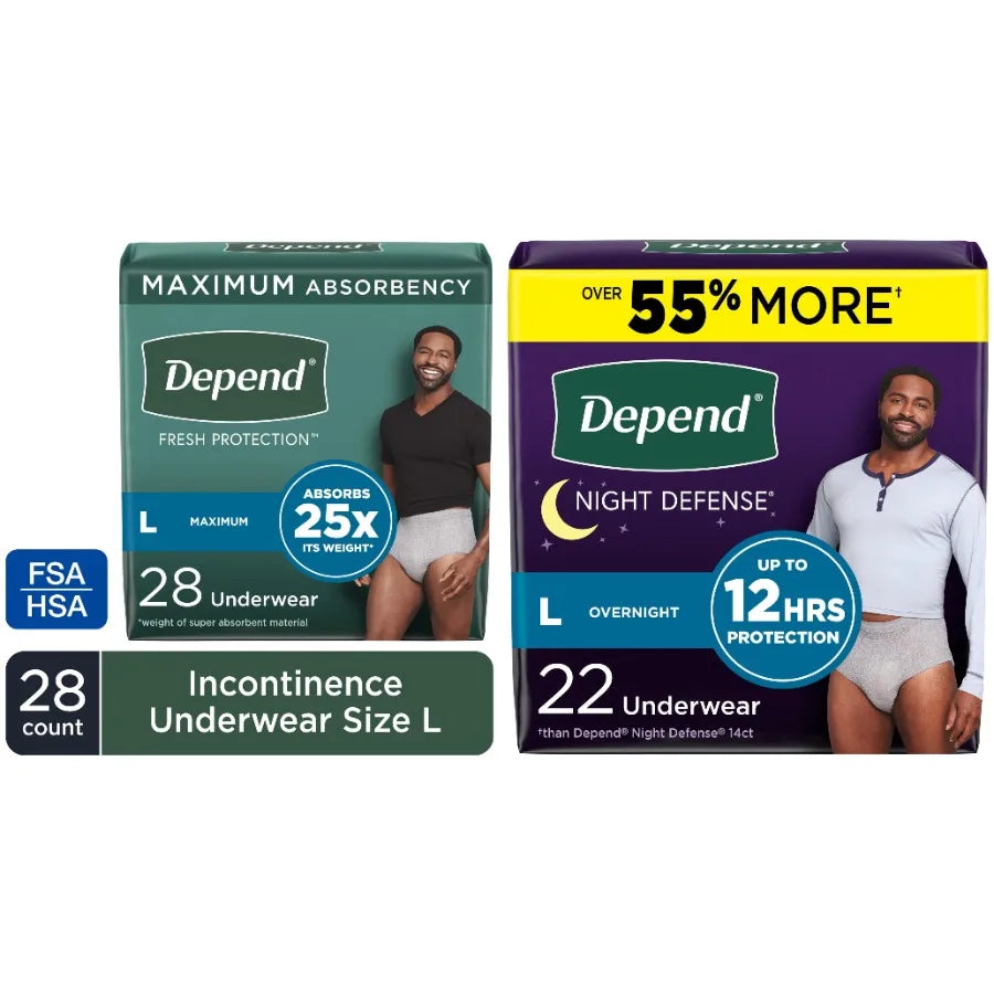 Fresh Protection Night Defense Incontinence Underwear for Men Adult Diapers with Advanced Leak-Proof Barrier and All-Day Comfor