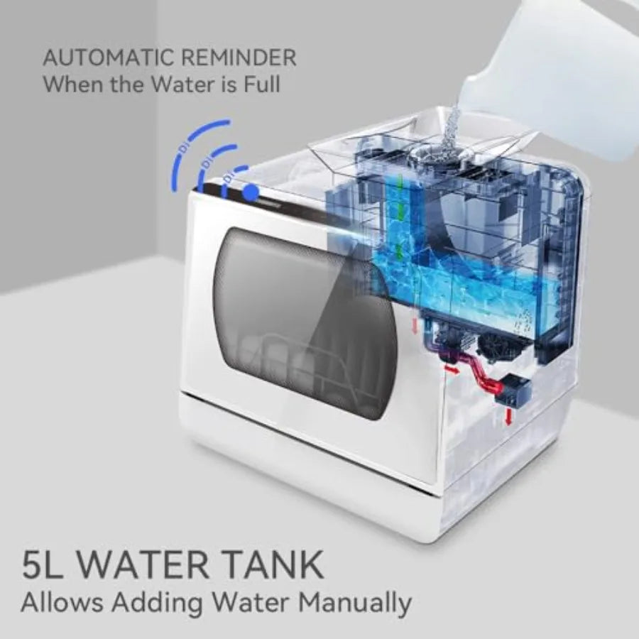Countertop Dishwasher 5 Washing Programs Portable Dishwasher With 5-Liter Built-in Water Tank For Glass Door