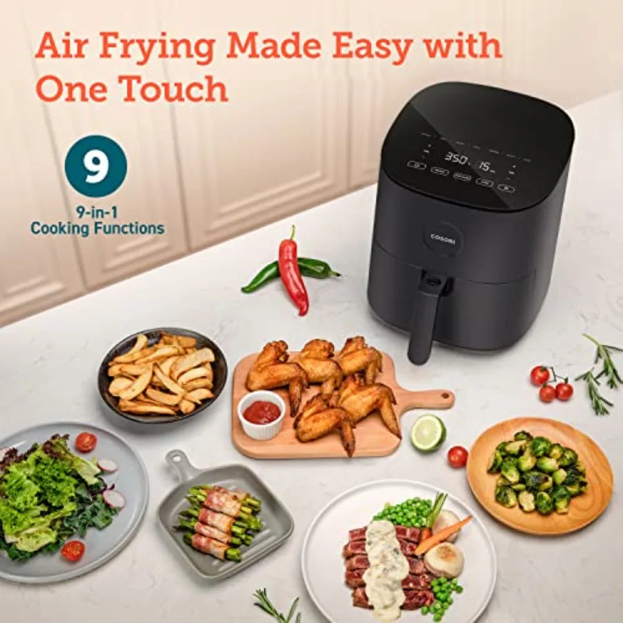 5-Qt Air Fryer Pro LE with 450 Max Temperature 6 Presets 60min Keep Warm 1.7L Electric Tea Kettle Stainless Steel Black Fast He