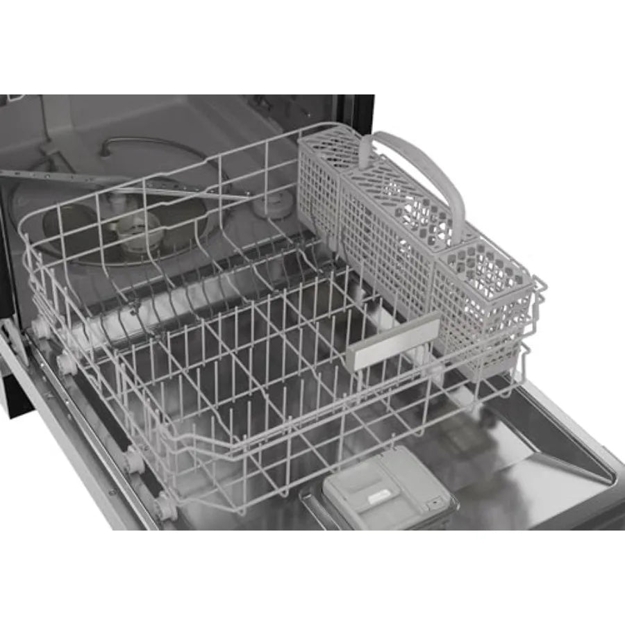 SDW6504MS Stainless Steel Dishwasher 24-inch Pocket Handle 52 dB Hybrid Tub 12 Place Settings 5 Cycles Heated Dry