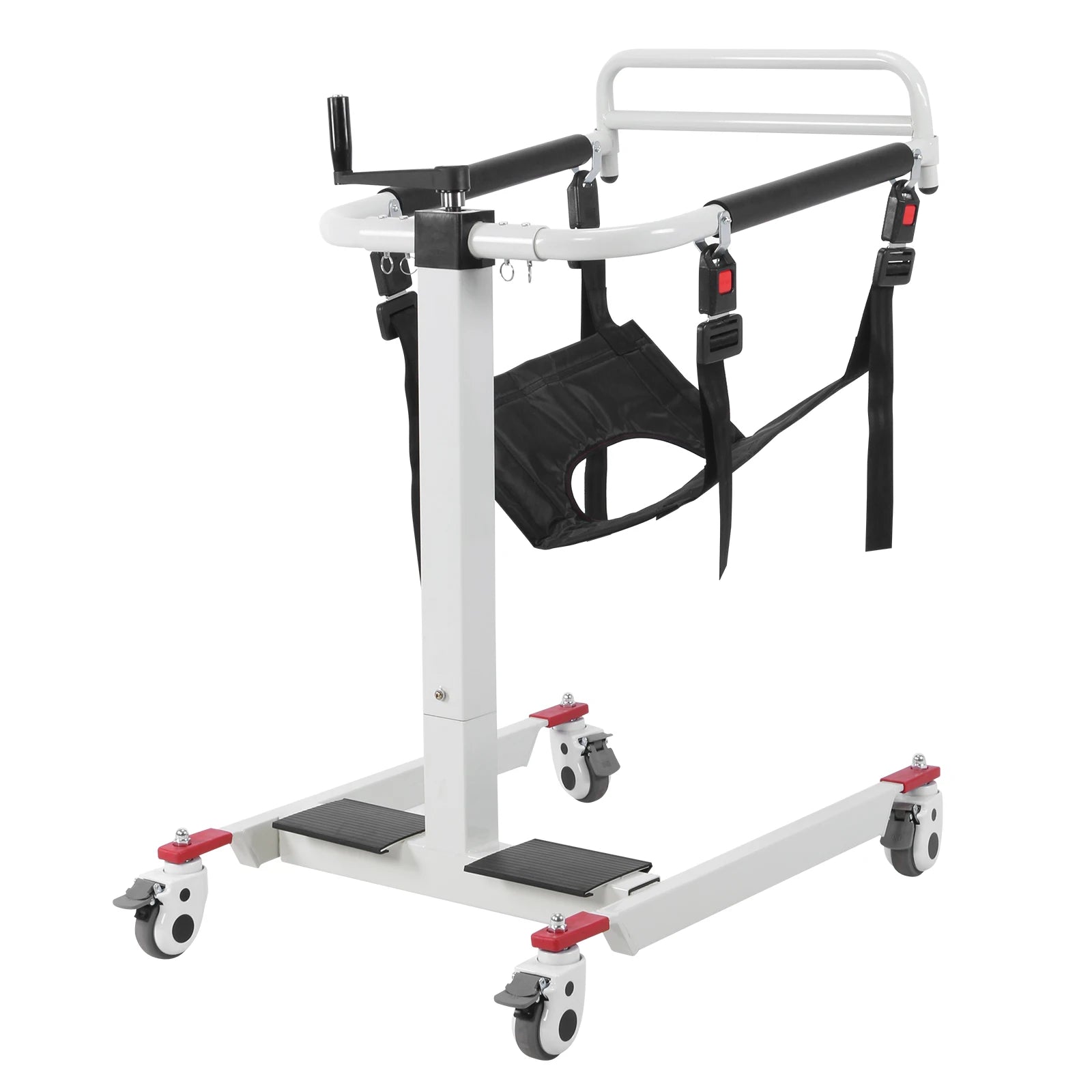 Patient Lift Transfer Chair with Adjustable Height & Width Bedside Commode Transport Chair with Wheels for Elderly and Disabled