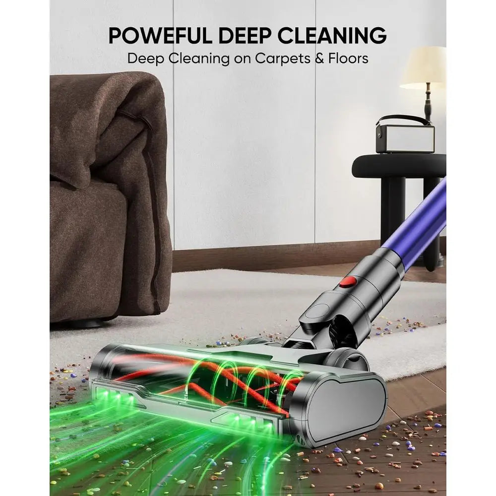 Cordless Vacuum Cleaner, 650W 55KPA 70Mins Vacuum Cleaners for Home, Stick Vacuum with 1.8L Cup, Anti-Tangle, 8-Stage Filter Sys