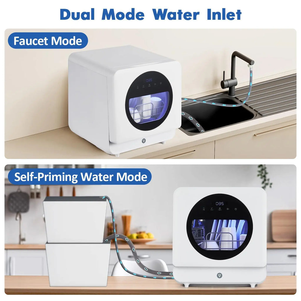 Portable Countertop Dishwasher 6 Programs No Installation Mini Dish Washer Dual Water Inlet 5L Eco Wash For RV Apartment