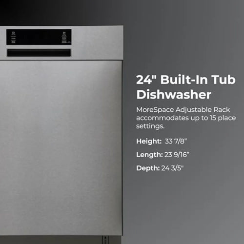 24 Built-In Dishwasher - UltraWash Plus TurboDry SmartWash EasyFlex Third Rack - 15 Place Settings - 45 DBA - ENERGY STAR Certi