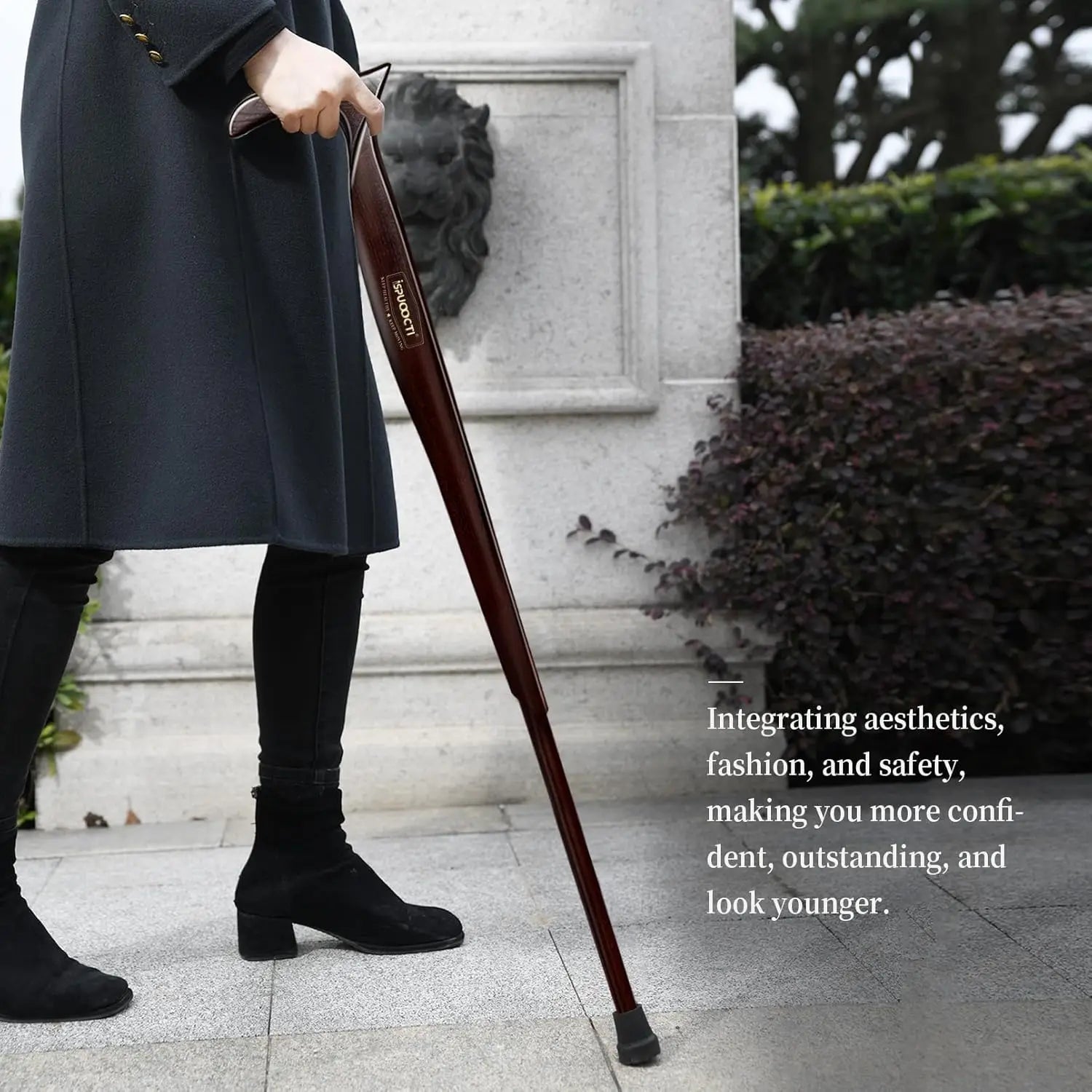 Natural Solid Wood Walking Cane with Rubber Tips and Travel Bag - Ergonomic Unisex Cane for Seniors