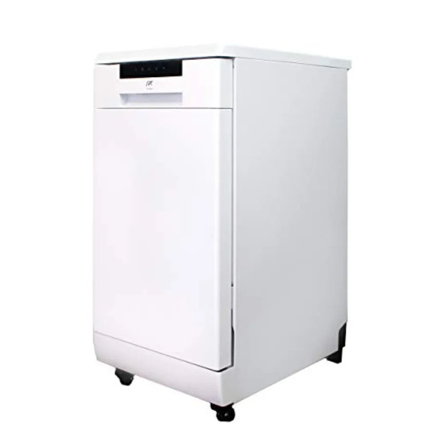 18 Wide Portable Dishwasher with ENERGY STAR 6 Wash Programs 8 Place Settings Stainless Steel Tub White