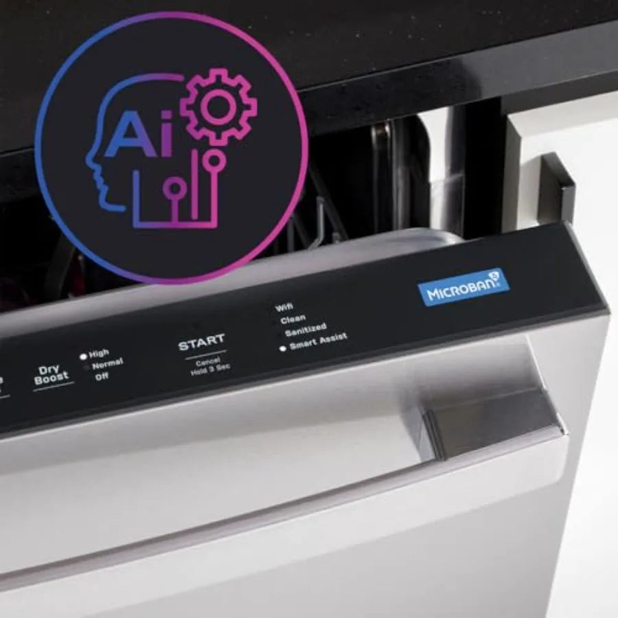 Smart Built-in Dishwasher with Top Control 24 in Profile Stainless Steel Finish Microban Technology 44 dBA Fingerprint Resistan
