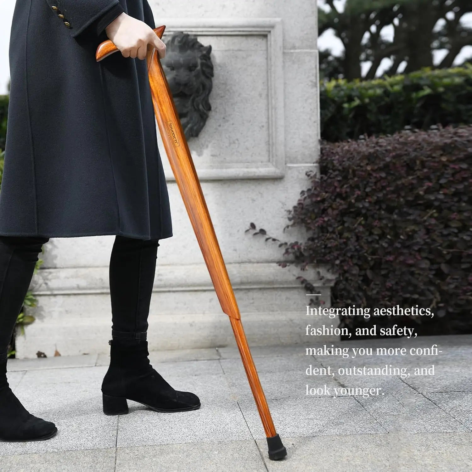 Natural Solid Wood Walking Cane with 3 Rubber Tips, Heavy Duty and Travel Bag - Ergonomic Unisex Cane for Seniors
