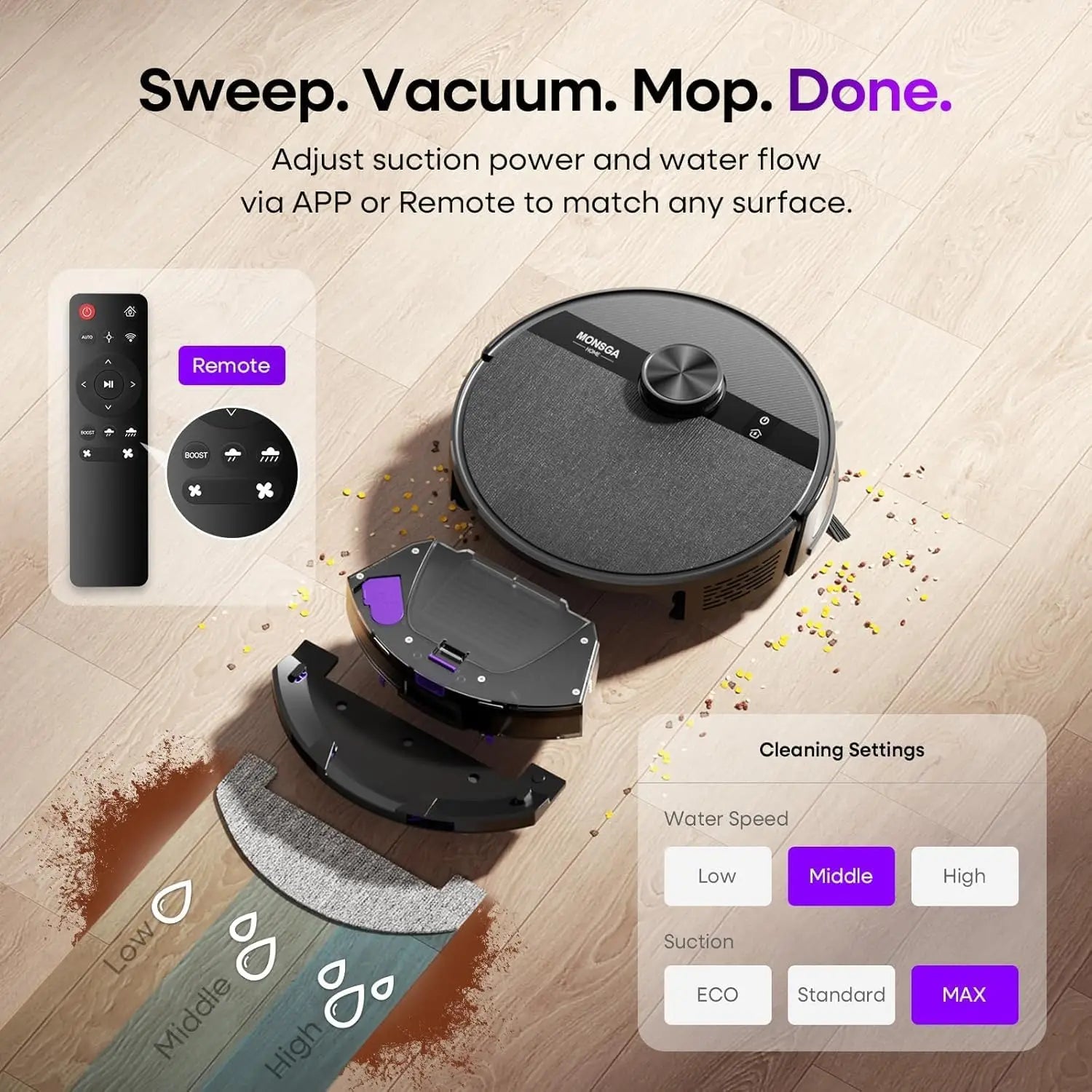 Robot Vacuum and Mop Combo with Lidar Navigation, 7000Pa Suction, 180min Runtime, App Control for Hard Floors and Carpets
