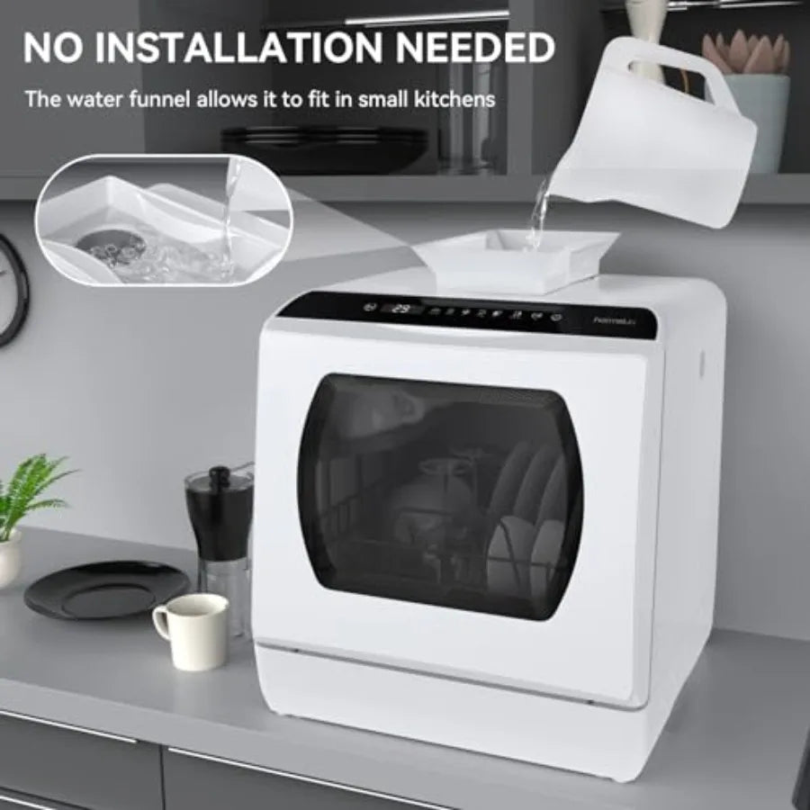 Countertop Dishwasher 5 Washing Programs Portable Dishwasher With 5-Liter Built-in Water Tank For Glass Door