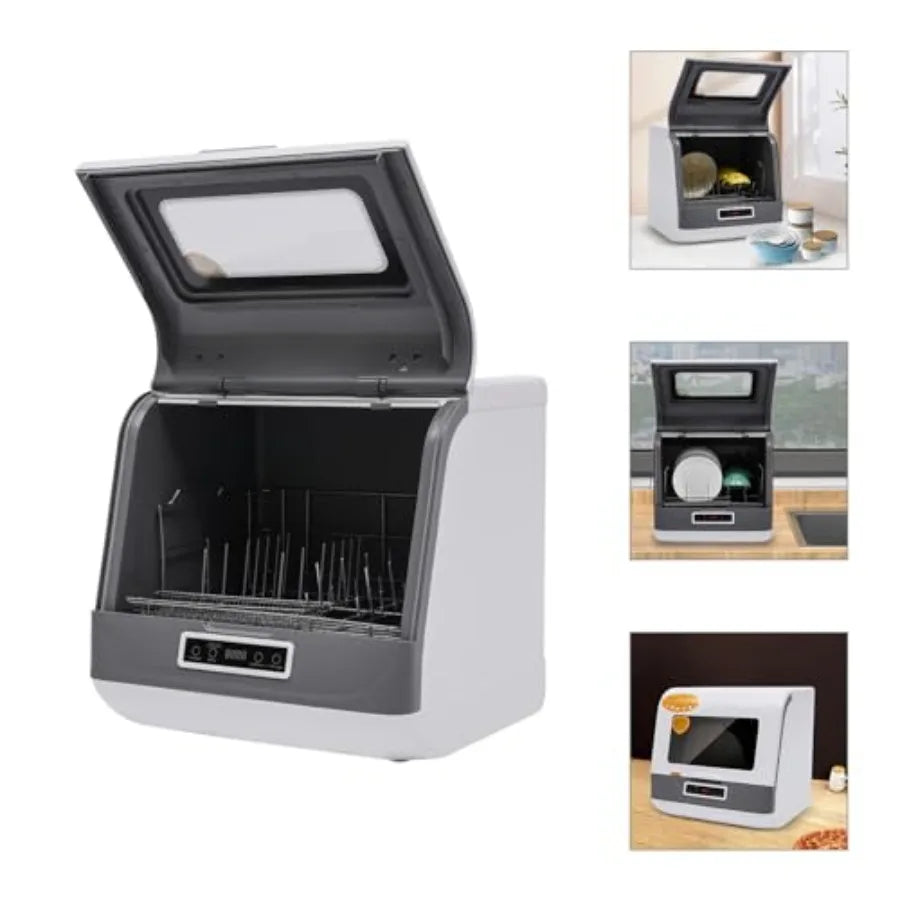 Portable Countertop Dishwasher 110V 1200W Mini Dish Washer with 2 Gal Water Tank 3 Washing Programs 360 Rotating Spray Air-Dry