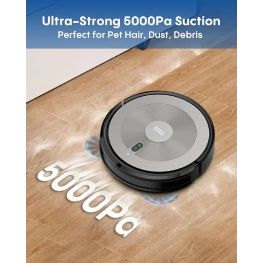 Robot Vacuum and Mop Combo 5000Pa 3-in-1 Robotic Vacuum Cleaner with Brushless Motor Tangle-Free Design Smart App and Alexa Con