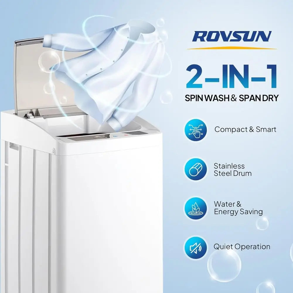 Compact 17.8 lbs Automatic Washer and 1.5 Cu. Ft. Portable Dryer Combo Set with Stainless Steel Tub for Small Spaces