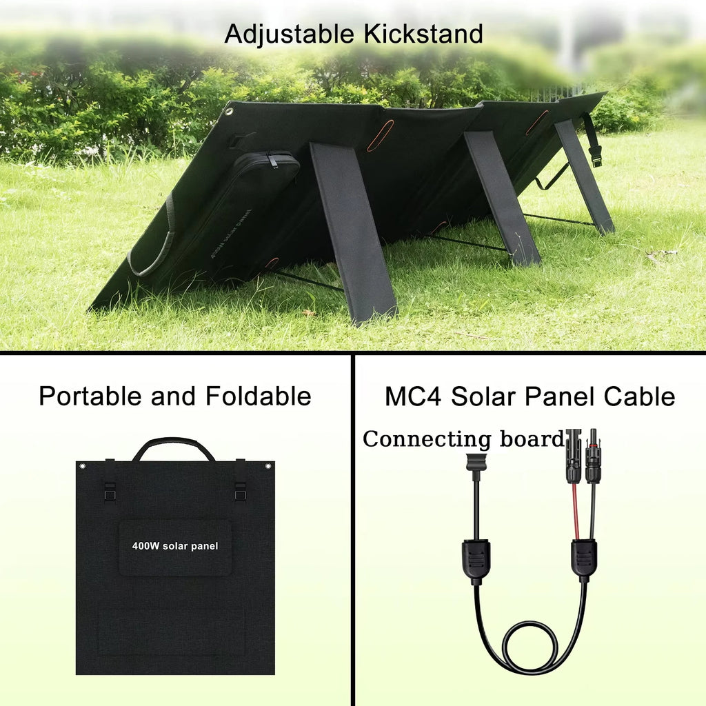 Keenergy 400W Foldable Solar Panel 23.4% Efficient IP65 Waterproof for RV Camping Home  Compact Portable Design With Kickstand