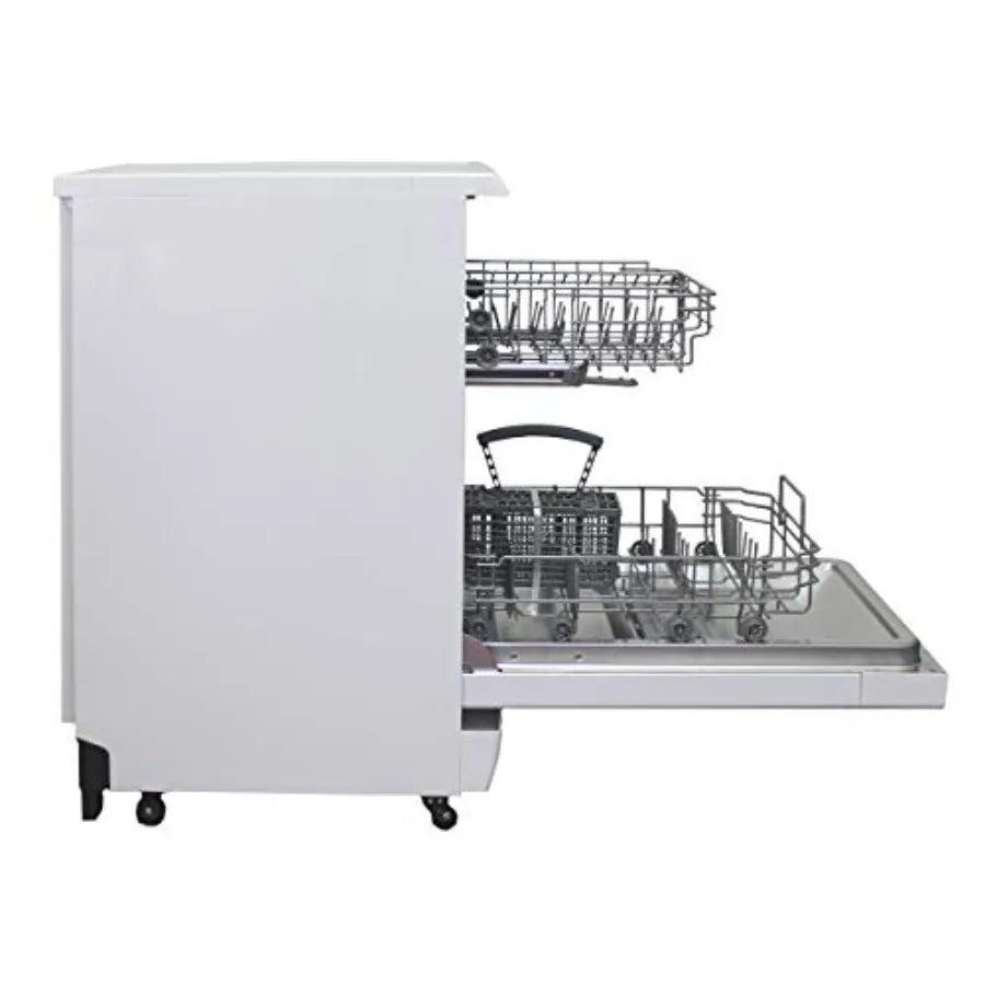 18 Energy Star Portable Dishwasher in White for Kitchen Use with Durable Stainless Steel Interior and Efficient Cleaning Perfor