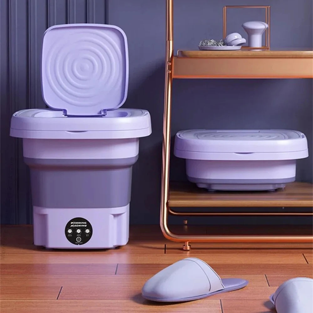 8L Small Folding Washing Machine Portable Mini Laundry Bucket Deep Cleaning Machine Space-saving Classified Washer for Underwear
