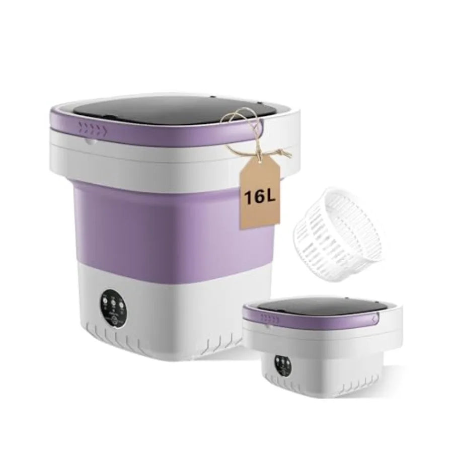 16L Portable Washing Machine Large Capacity Compact Laundry Machine of Underwear Baby Clothes Socks 3 Cleaning Modes Suitable f