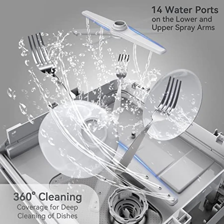 Countertop Dishwasher 5 Washing Programs Portable Dishwasher With 5-Liter Built-in Water Tank For Glass Door