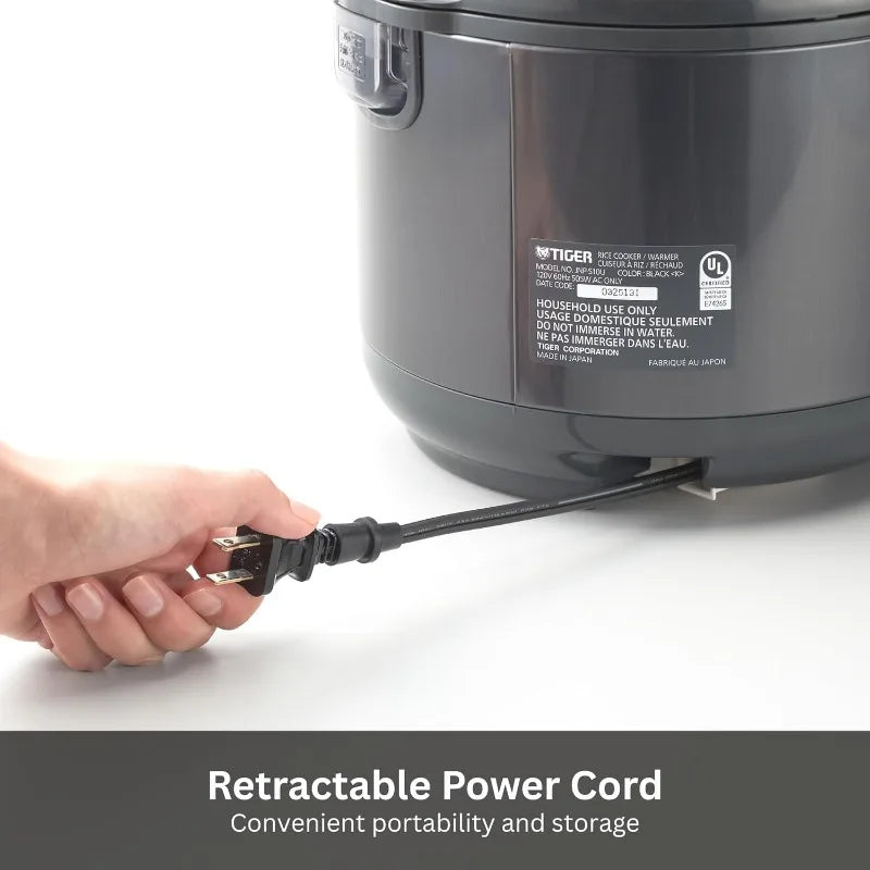 Tiger JNP-S18U-KY 10 Cup Capacity White Rice Cooker with Non-Stick Inner Pot, and Keep Warm up to 12 hours (Obsidian Black)