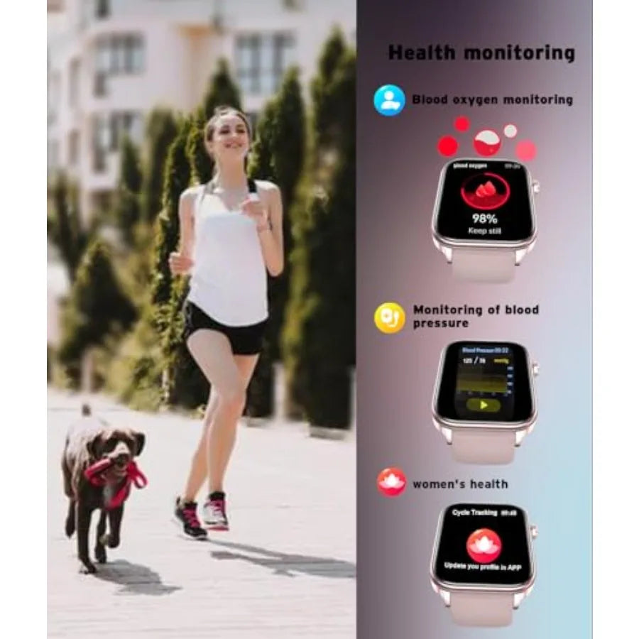 Men's Women's Smart Watch 1.96-inch HD Touchscreen Fitness Tracker with 100+ Sports Modes Blood Pressure Heart Rate Blood Oxyge