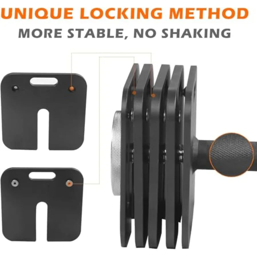Adjustable Single Dumbbell 20LB/50LB/80LB Square Hex Free Weights with Anti-Slip Steel Handle for Full-Body Home Gym Workouts M