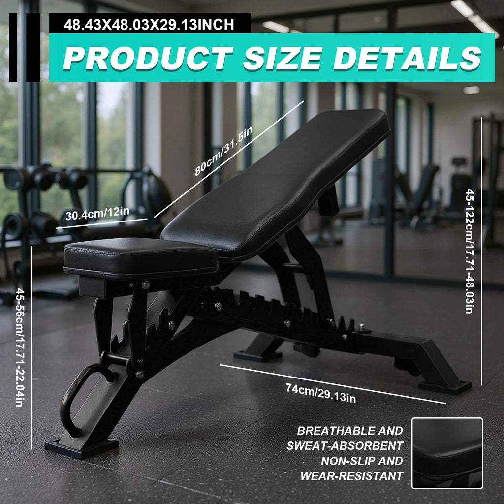Weight Bench Adjustable Workout Bench Exercise Bench for Home Gym Dumbbell Fitness Exercise 1300 LB Stable Incline Decline Bench