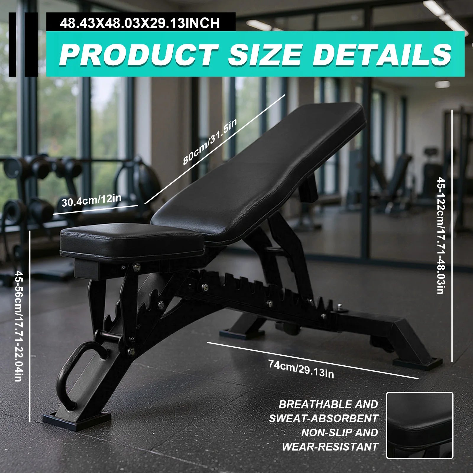 Weight Bench Adjustable Workout Bench Exercise Bench for Home Gym Dumbbell Fitness Exercise 1300 LB Stable Incline Decline Bench