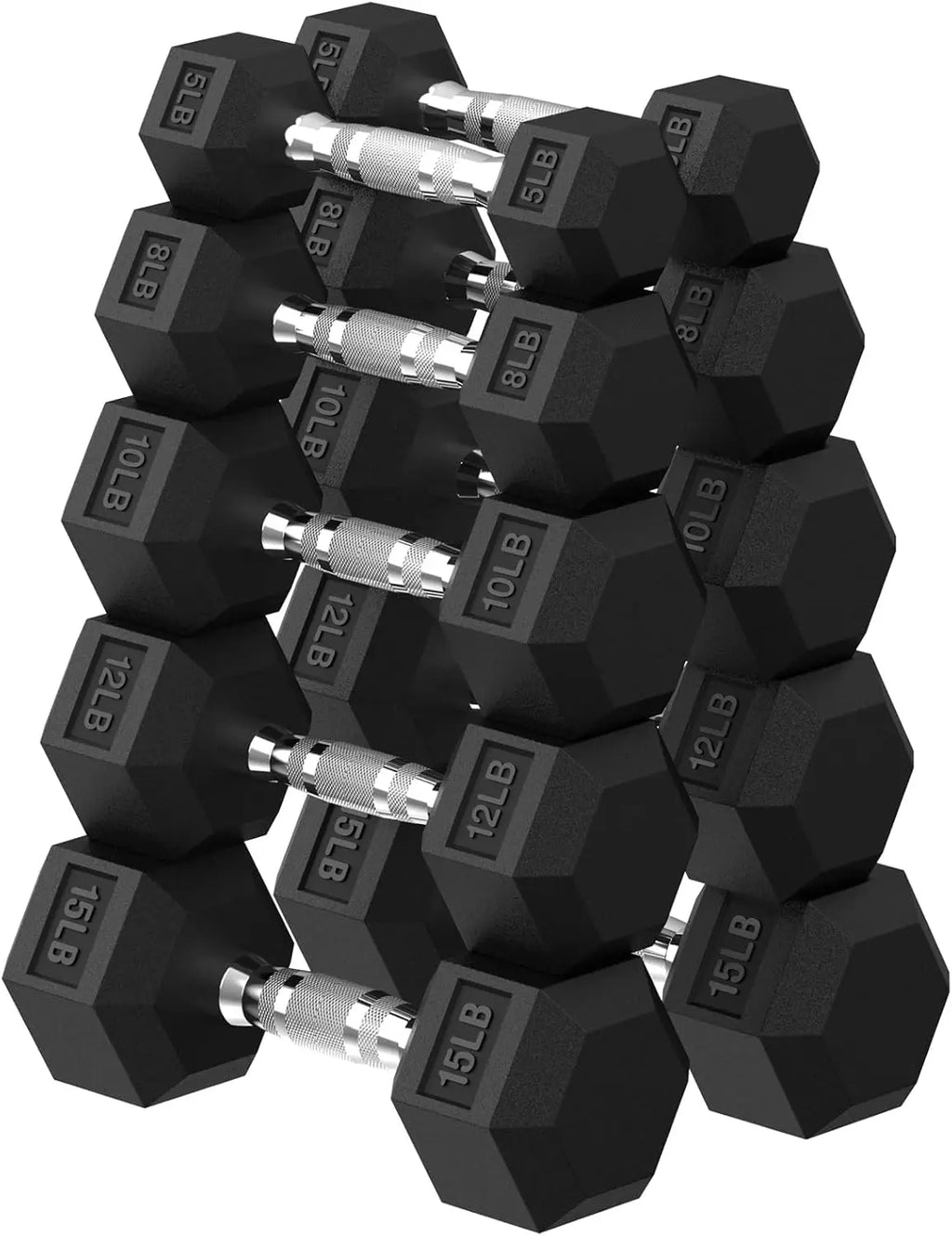 Hex Dumbbell Set for Home Gym, Rubber Encased, Strength Training